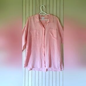Ladies J Jill Love Linen Blouse Top Coastal Lagenlook XL Vacation Beach Button